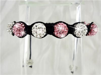 Parisian Pink❤ Shamballa Inspired Crystals Disco Ball Bling Bracelet 