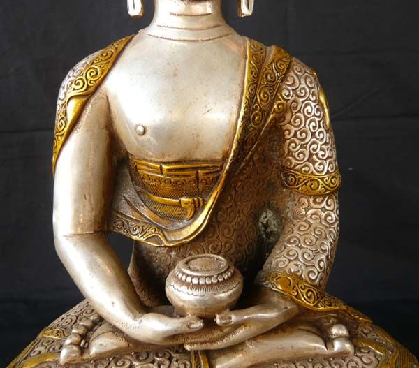 14 Tibet Tibetan Gilt Silver Shakyamuni Buddha Statue  