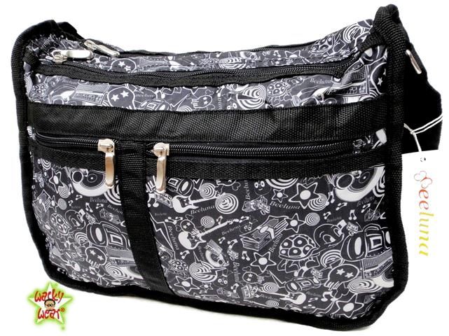 BEELUNA Sling Shoulder Bag Boombox Skulls Stars A4 NEW  