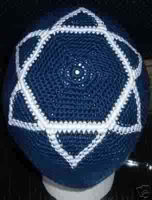 STAR OF DAVID CROCHETED SKULL CAP KIPPA JUDAICA  