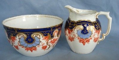 ROYAL CROWN DERBY PORCELAIN IMARI JUG & BOWL dated 1901  