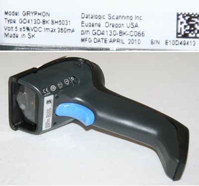 DATALOGIC GRYPHON HAND BARCODE SCANNER GD4130 BK BLACK  