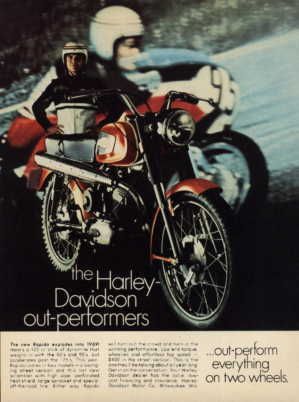 1969 HARLEY DAVIDSON RAPIDO 125cc RACING AD  