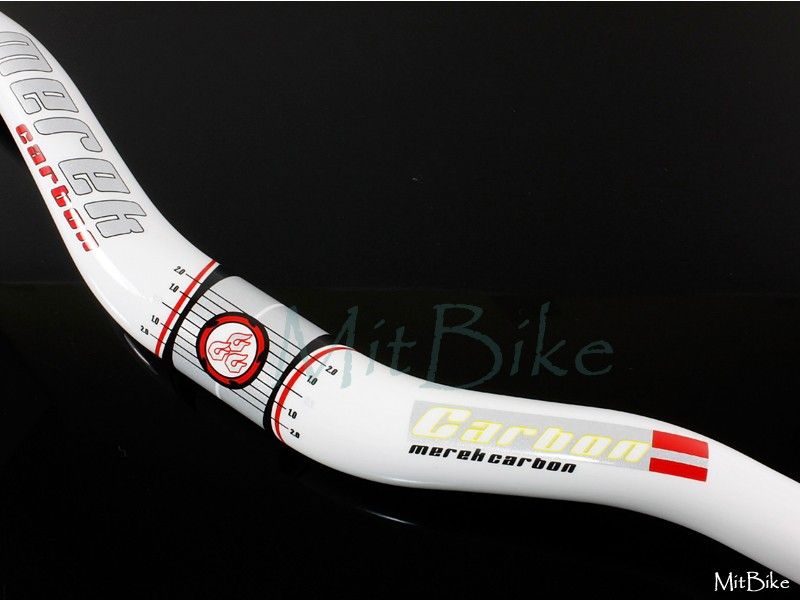 MEREK MTB Bike Full Carbon Riser Handlebar 25.4mm x 650mm White  