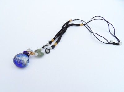 Blue Murano Glass and Jade Perfume Bottle Necklace P1/7  
