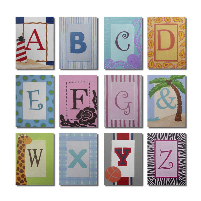 Hand Painted Canvas Panel Wall Art Letter Monogram Name  