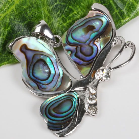Abalone Shell Butterfly Pendant Focal Bead 1PC  