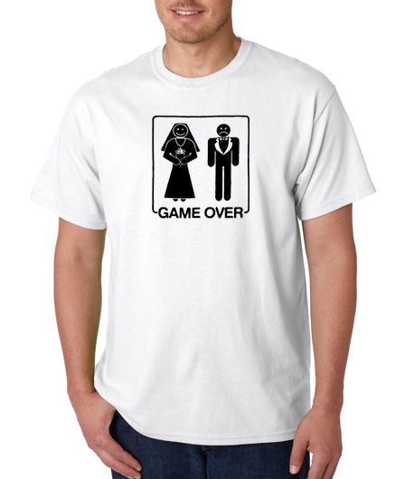 Game Over Wedding Marriage Funny 100% Cotton Tee Shirt  