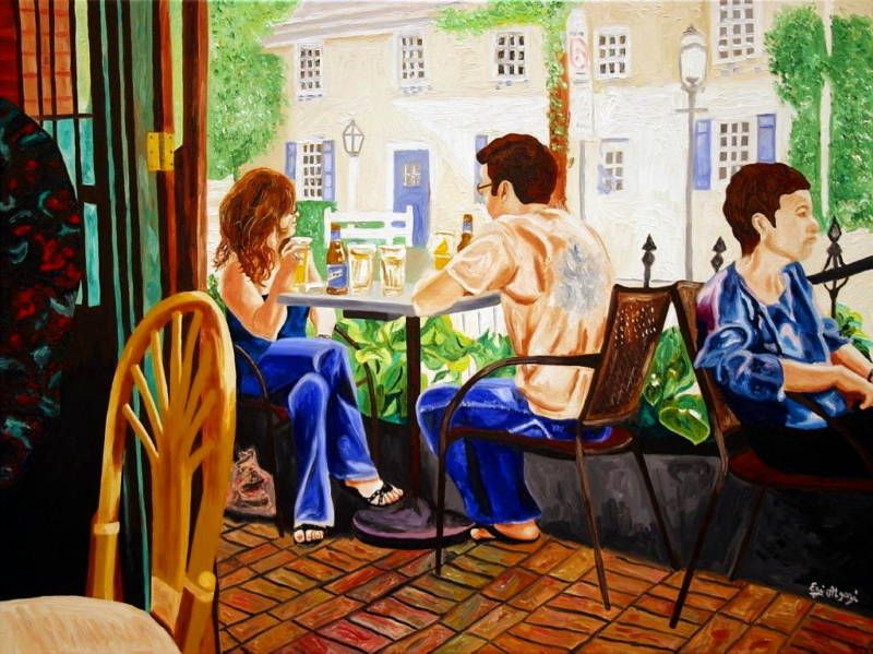 152   Original Painting by Ezi Algazi   Romantic Dinner at Karla 