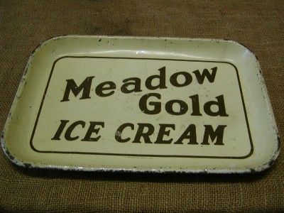 Vintage Meadow Gold Ice Cream Tray  Old Antique Sign  