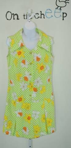 Womens Vintage 60s  Romper Shorts Playsuit Skort Size 14  