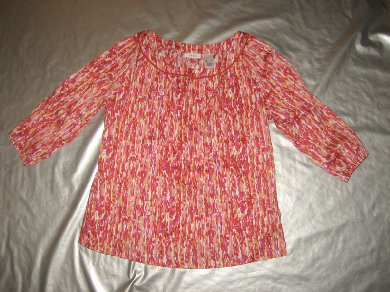 LIZ AND CO. COTTON BLOUSE Red Print Print Top LIZ CLAIRBORNE 3/4 