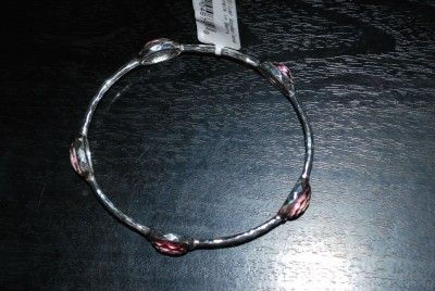 NEW Ippolita hammered sterling wonderland 5 stone berry station bangle 