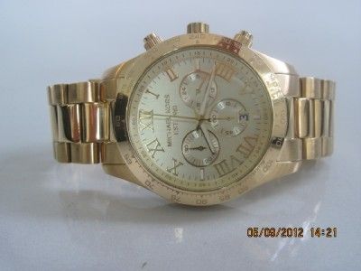 Michael Kors MK 8214 Mens Layton Goldtone Stainless Steel Chronograph 