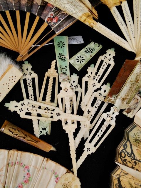 LARGE Estate Lot Antique 19C. Chinese & French Carved Cow Bone Ladies 