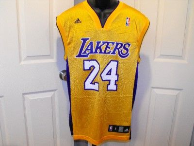   #24 Los Angeles LA LAKERS YELLOW XLARGE XL Adidas Jersey 4YX  