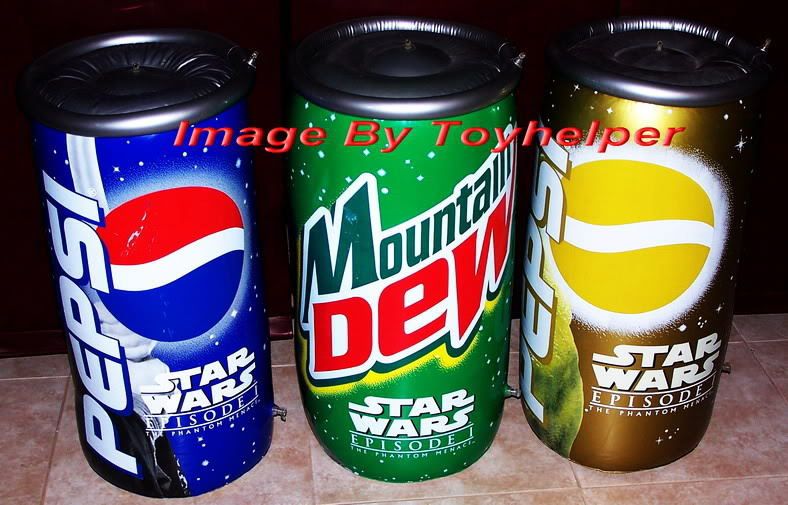 STAR WARS INFLATABLE CAN SET GOLD YODA PEPSI PROMO SODA  