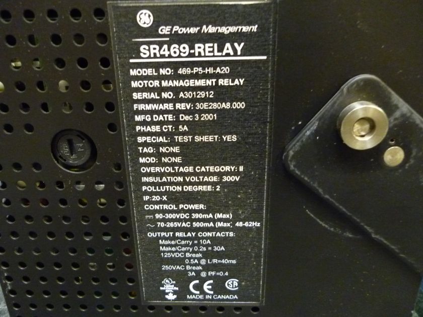 General Electric SR469 Relay Motor Management Relay  