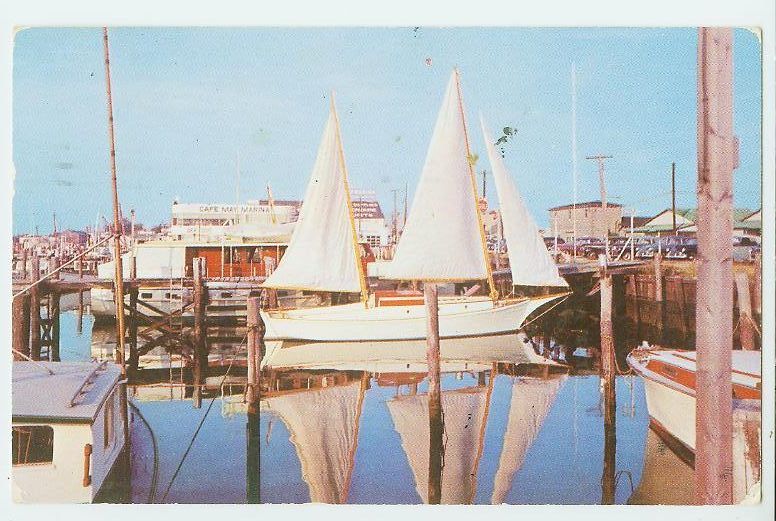   AT CAPE MAY MARINA CAPE MAY NEW JERSEY NJ 1958 POSTCARD S11 21S  