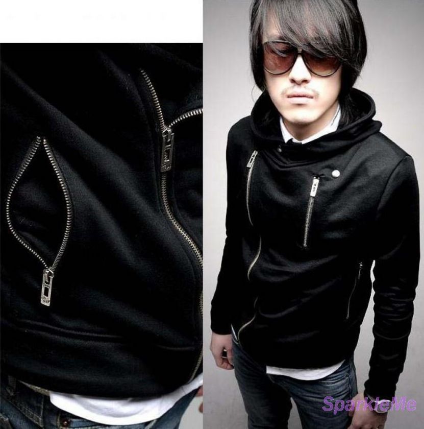 NEW Mens Black Hoodie Charming Zip Jacket Sz S NWT  