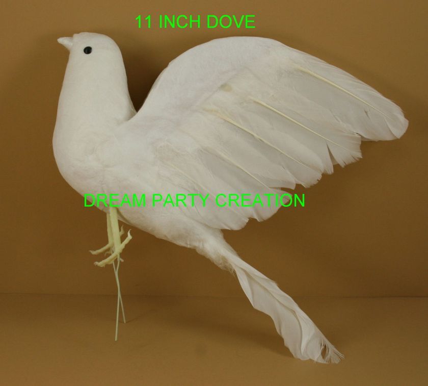 11 Long WHITE Artificial Feather DOVE Wedding Decor  