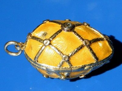 ANTIQUE DECO 18CT FABERGE ENAMEL DIAMOND EGG PENDANT  