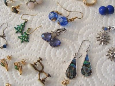 Vtg Retro 60s to 90s Costume Earring Lot Enamel Rhinestone Plastic 