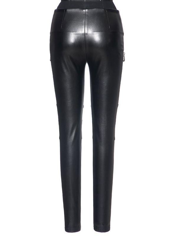 Black Jersey faux Leather skin Pants AU S XL W1520  