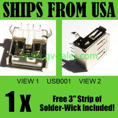 USB 2.0 Type A Connector Port   Motherboard Jack   New  