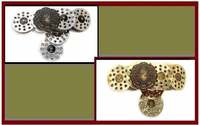 WIDE Round Buckle LADIES belt 4 leaf clover Conchos  