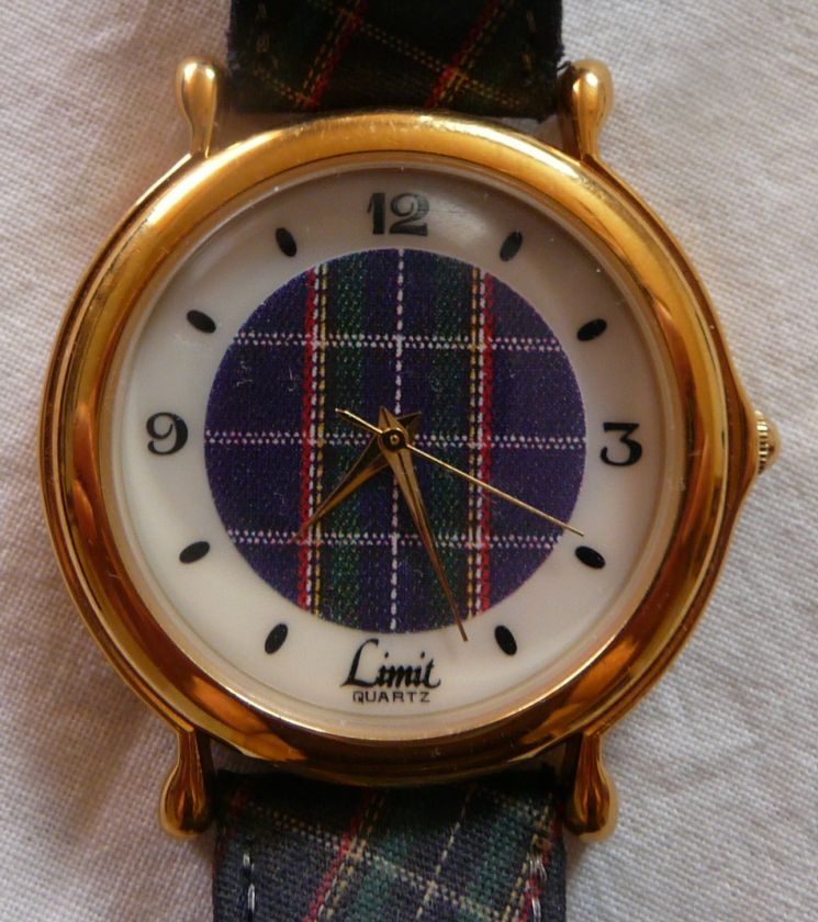 Vintage WRISTWATCH By Limit SCOTTISH TARTAN & LEATHER STRAP TARTAN 