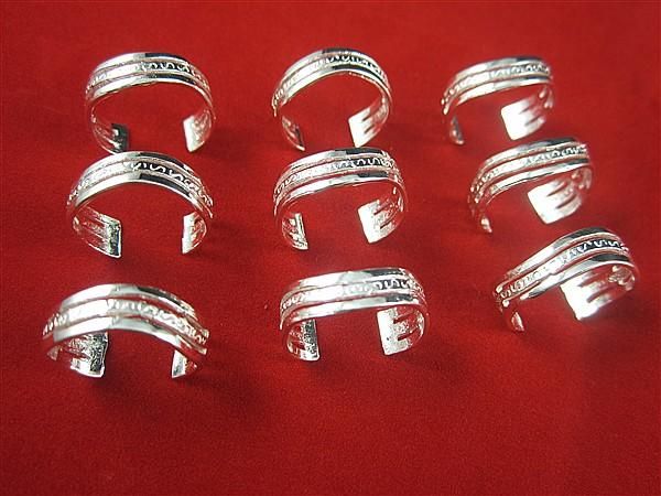 Wholesale Lots 10 Pcs Sterling Silver Simple Toe Rings Adjustable 