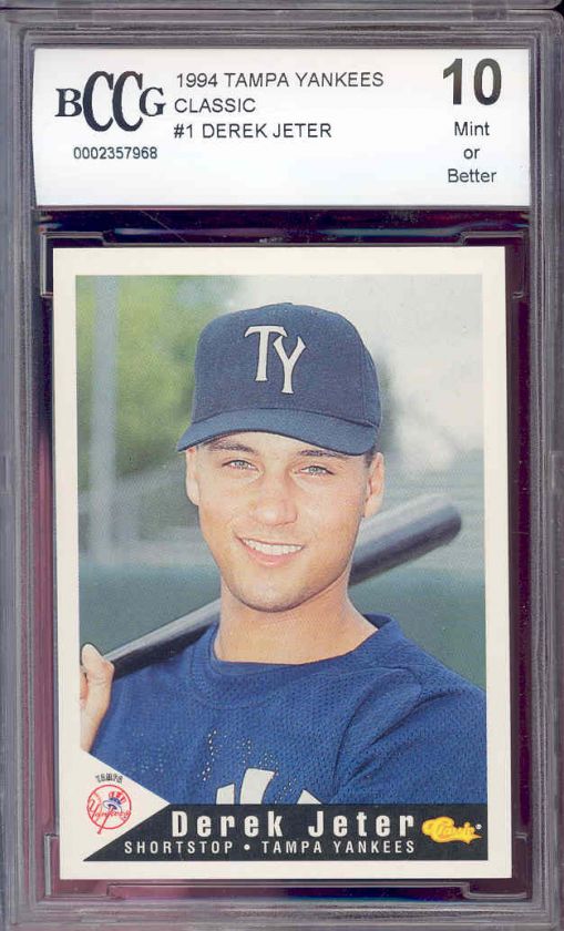 1994 tampa yankees #1 DEREK JETER minors BGS BCCG 10  