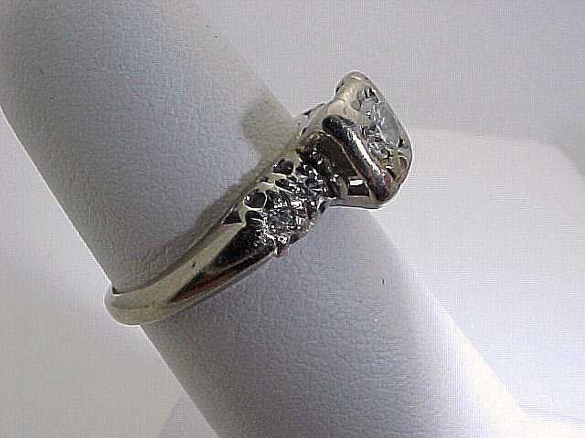 Estate 14k White Gold Diamond Engagement Ring size 5  