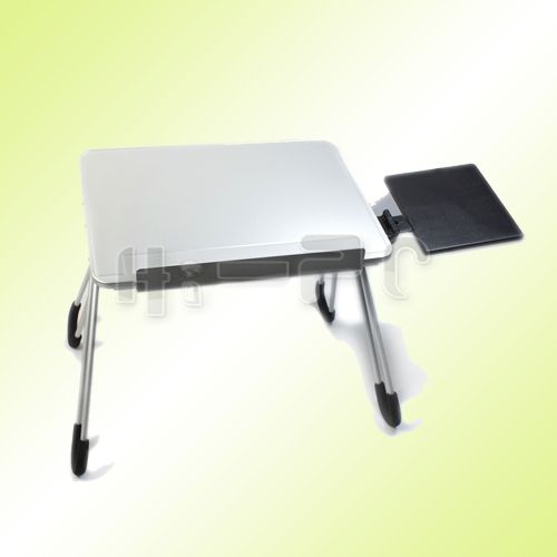 Portable Laptop Desk Table Stand Bed TV Tray Silver New  