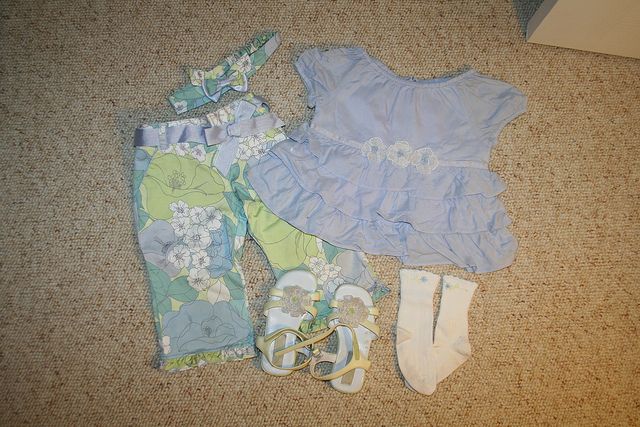 Gymboree pants, rhumba top, socks, hairband and sandals (size 7)