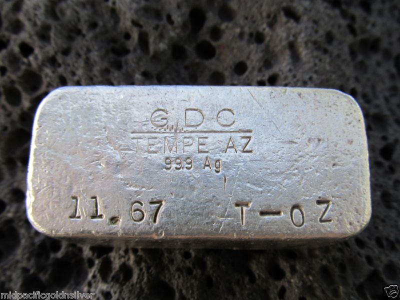 11.67 Oz. GDC Tempe Az. silver ingot/bar 999 ag rare  