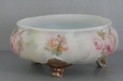   Rose Tapestry Hair Receiver Jar Antique Victorian LOOK  