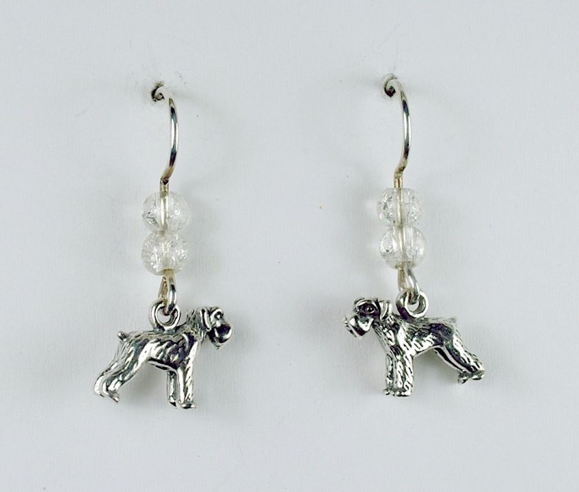   Silver small 3D Schnauzer dog dangle Earrings  schnauzers dogs, canine