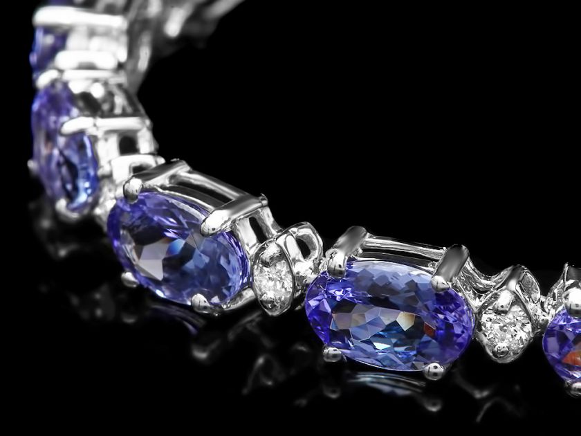 8500 CERTIFIED 14K WHITE GOLD 10CT TANZANITE 0.50CT DIAMOND BRACELET 