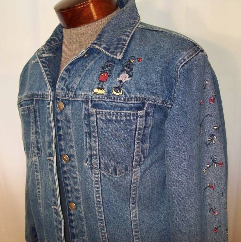 DISNEY Denim JACKET MICKEY & MINNIE embroidered Miss L  