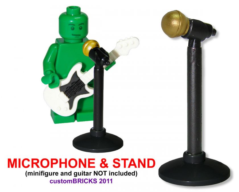 Microphone & Mic Stand GOLD * Lego Minifigure Accessory NEW 