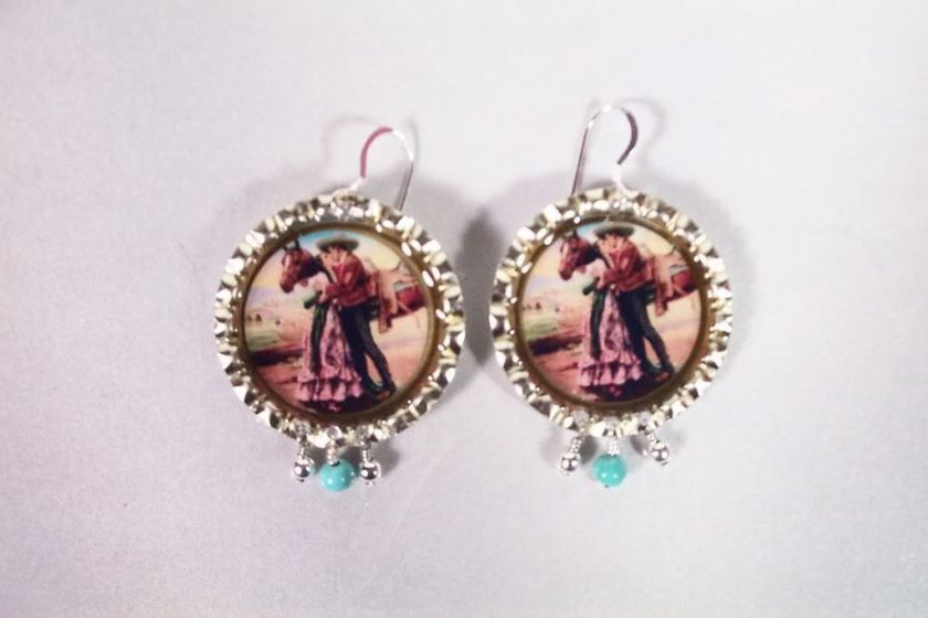 The Kiss Horse Bottle Cap Dangle Earrings Jewelry  