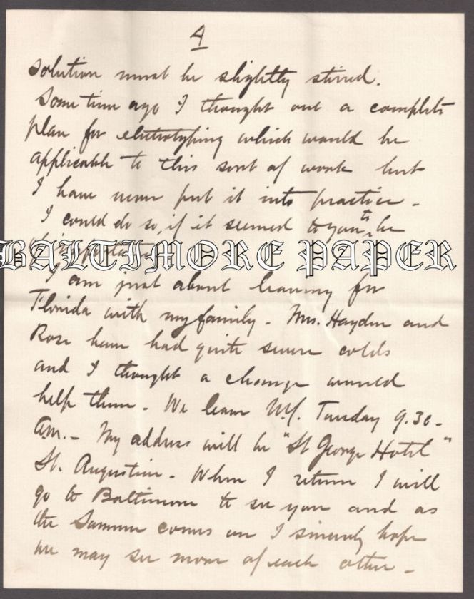 1893 LETTER Copper Refining Mining Edward S. Hayden Waterbury 