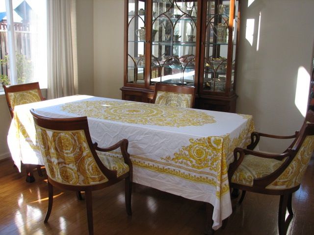 GIANNI VERSACE BAROQUE 4 CHAIR SET & TABLECLOTH  