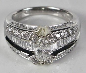 6400 14k White Gold 2.00ctw Genuine F SI1 Marquise Diamond Engagement 