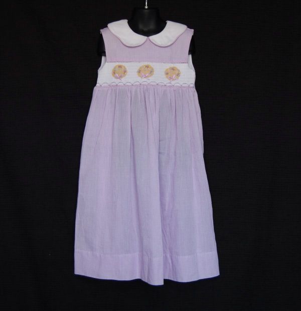 Cupcake Originals Child Girl Purple Gingham Smocked Hats Dress size 6 