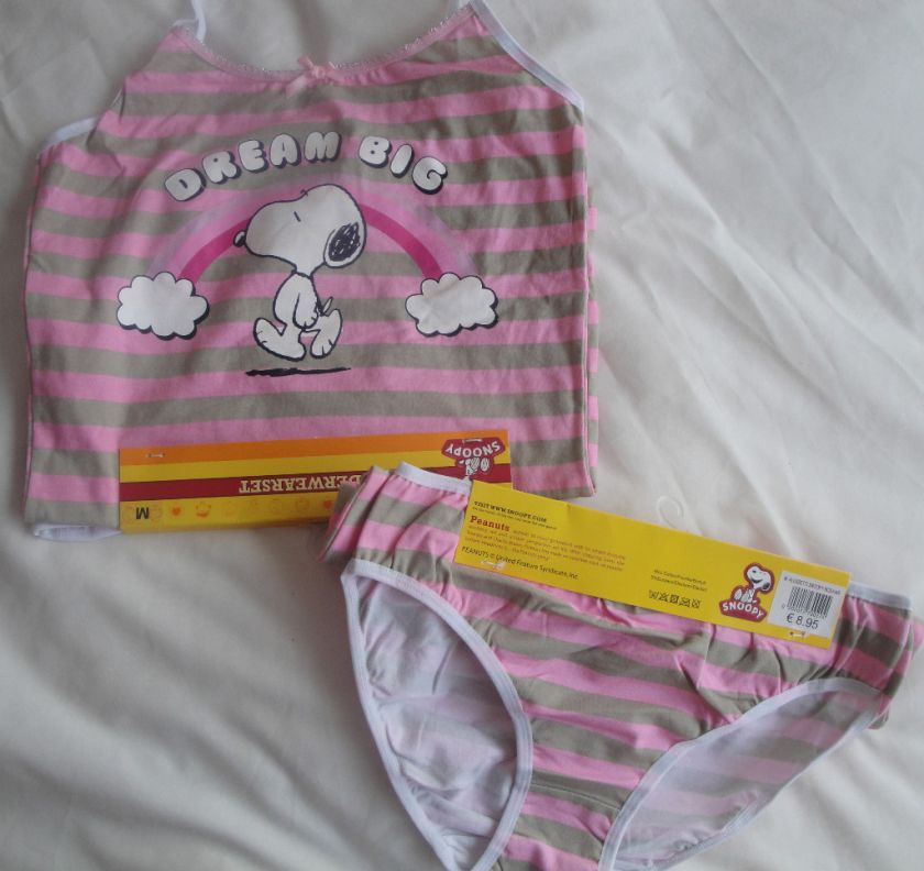 Ladies Snoopy Underwear Vest Top Pants Knickers Set NEW  