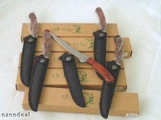 FIVE ELK RIDGE FULL TANG FILLET KNIVES with SHEATH  