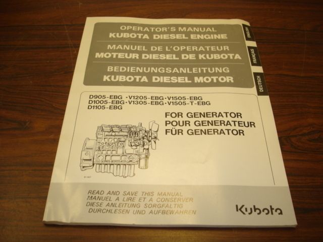 Kubota EBG series Diesel Engine op manual  